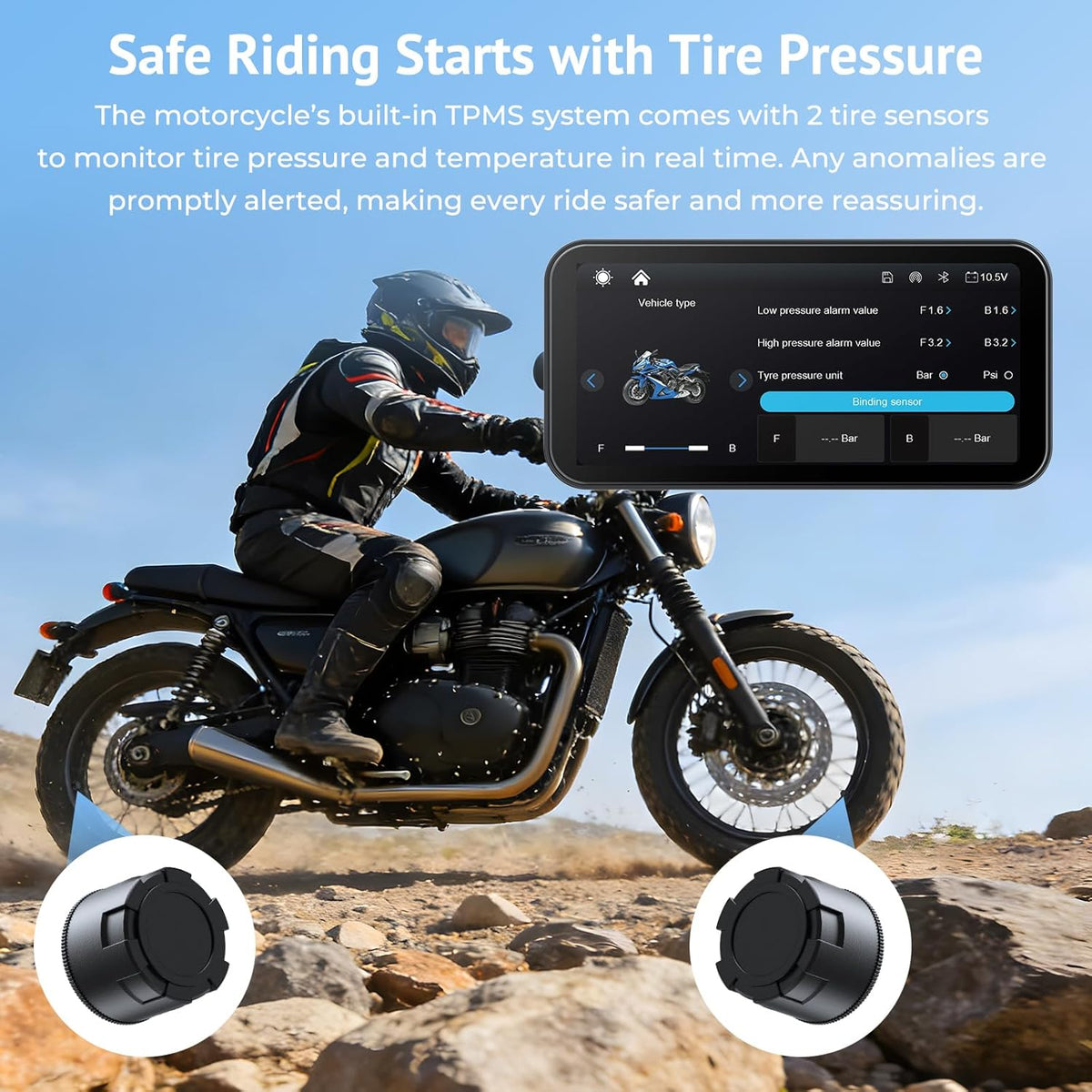 Motorfiets GPS – Motornavigatie – Navigatiesysteem – CarPlay GPS – Android Auto GPS – 6,3 Inch Waterdicht Scherm – Dubbele Bluetooth & Lichtsensor