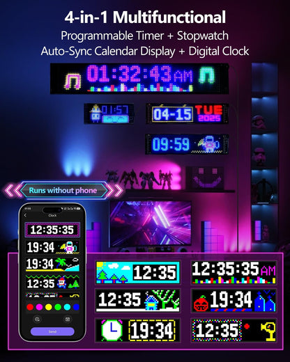 Flexibel LED Display Board, 59 x 12 cm Programmeerbaar RGB Panel, Bluetooth Smart APP, Neon Bord gepersonaliseerd voor Bar, Nachtclub, Restaurant, Winkel, Festival, Feest, Decoratie