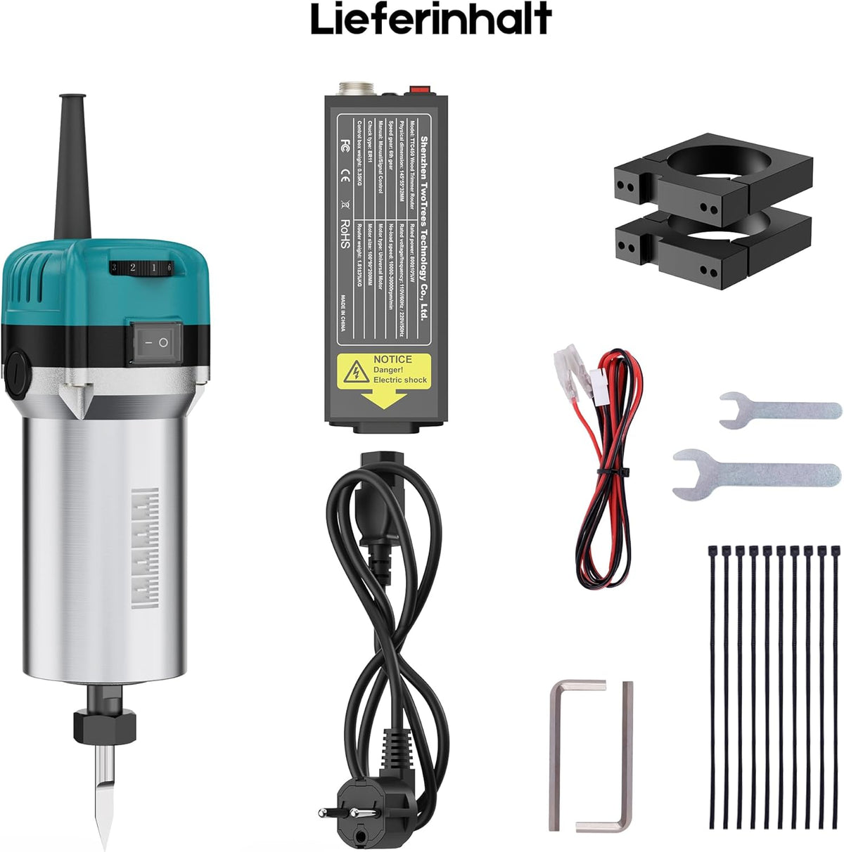 Twotrees CNC Router Machine Trimmer Kit 800W Houten Trimmer Router Spindel voor TTC450 Pro CNC Graveermachine Graveur Houtrouter Compacte Router Tool met Koffer