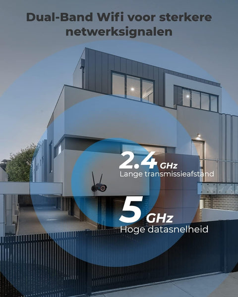 Beveiligingscamera - WiFi-beveiligingscamera - Camerabewaking - Draadloos - voor Buiten - 2.4-5GHz WiFi - CCTV - IP-camera - met Persoon - Voertuigdetectie - IP66 - Nachtvisie - met Bewegingsdetectie - Micro-SD Kaartsleuf - Timelapse - Zwart