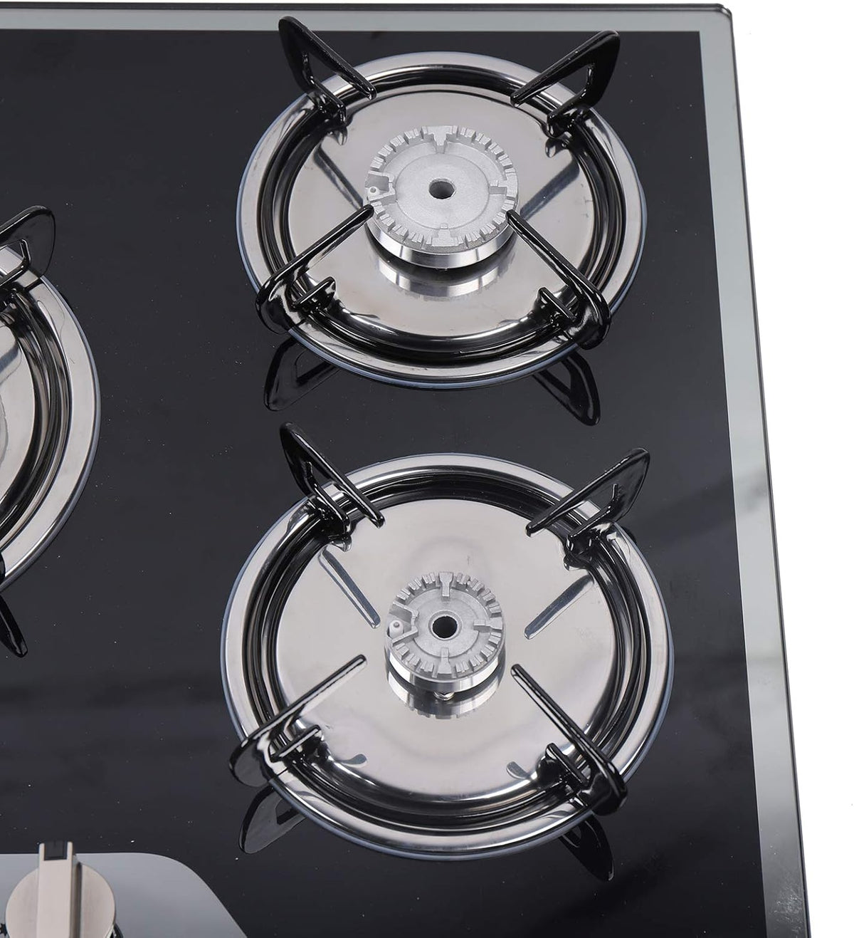 5 Burner Gas Hob Cast Iron Hob Lpg Ng Hob + Stainless Steel Water Bowl Kitchen Appliance Tempered Glass Top Built in for a Variety of Kitchen Cooks Automatic Pulse Ignition - QUORE