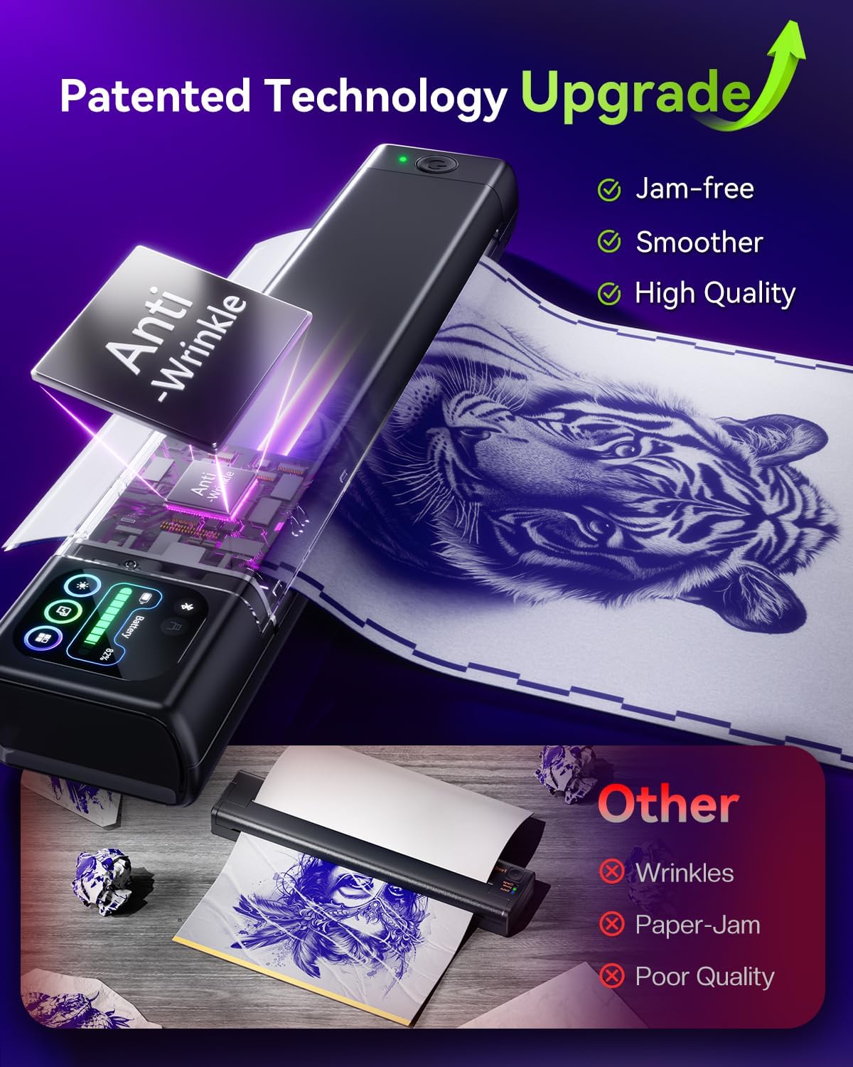 Phomemo M08F Plus Tattoo Stencil Printer Touch Screen Thermal Printer Tattoo Bluetooth Professional Schablone Printer Copier with 10x Premium Transfer Paper - QUORE