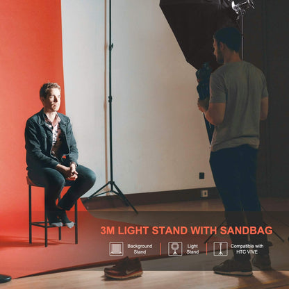 Lichtstatief Set Van 2 – Lampstatief – Lichtstandaard – Studiostatief – Achtergrondstatief – Zwart – Verstelbaar Van 120 Tot 300 Cm – Met Ingebouwde Bufferveer En Zandzakken