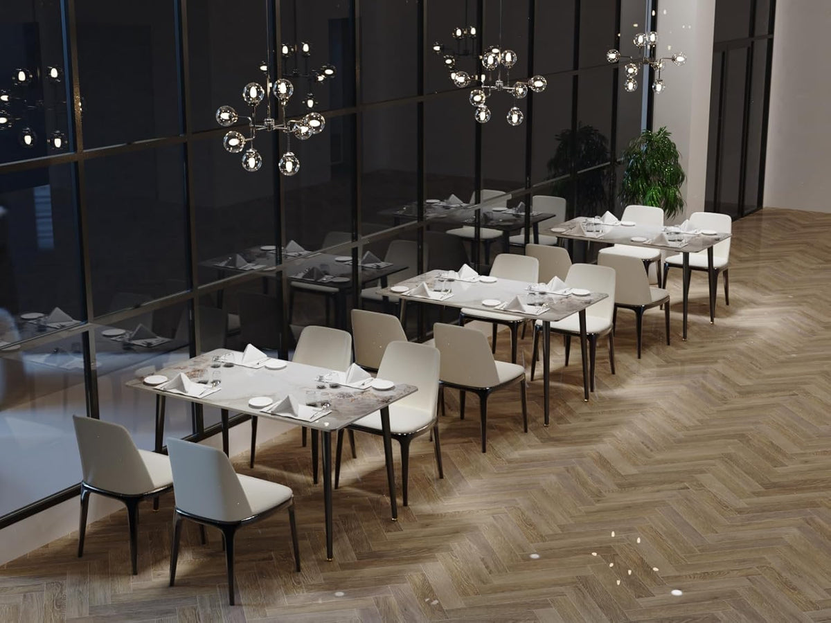 FATIVO Eettafel, rechthoekig, keukentafel, marmer, 120 cm, smaragd, wit, voor 4 stoelen, Scandinavische eettafel, 120 x 70 x 76 cm, met metalen tafelpoten, voor eetkamer en keuken