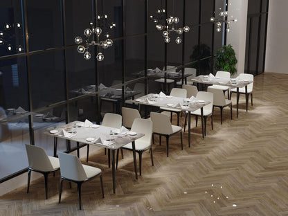 FATIVO Eettafel, rechthoekig, keukentafel, marmer, 120 cm, smaragd, wit, voor 4 stoelen, Scandinavische eettafel, 120 x 70 x 76 cm, met metalen tafelpoten, voor eetkamer en keuken