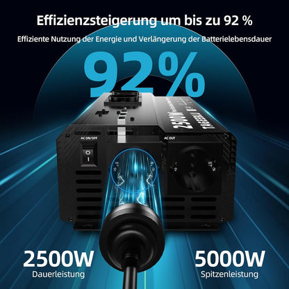 2000W zuivere sinus omvormer 24v 220v vrachtwagen, transformator 24v 220v met LCD-scherm, 4 EU-stopcontacten