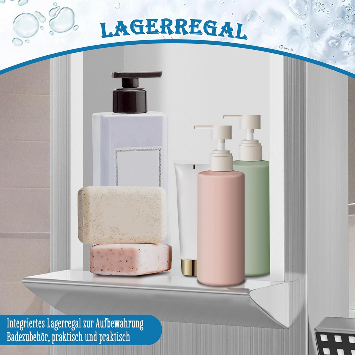 Douchepaneel – Douchekolom – Doucheinstallatie – Douche Systeem – Douchewand – Roestvrij Staal – 5 Functies Met Regendouche & Massagejets – Zilveren Uitvoering