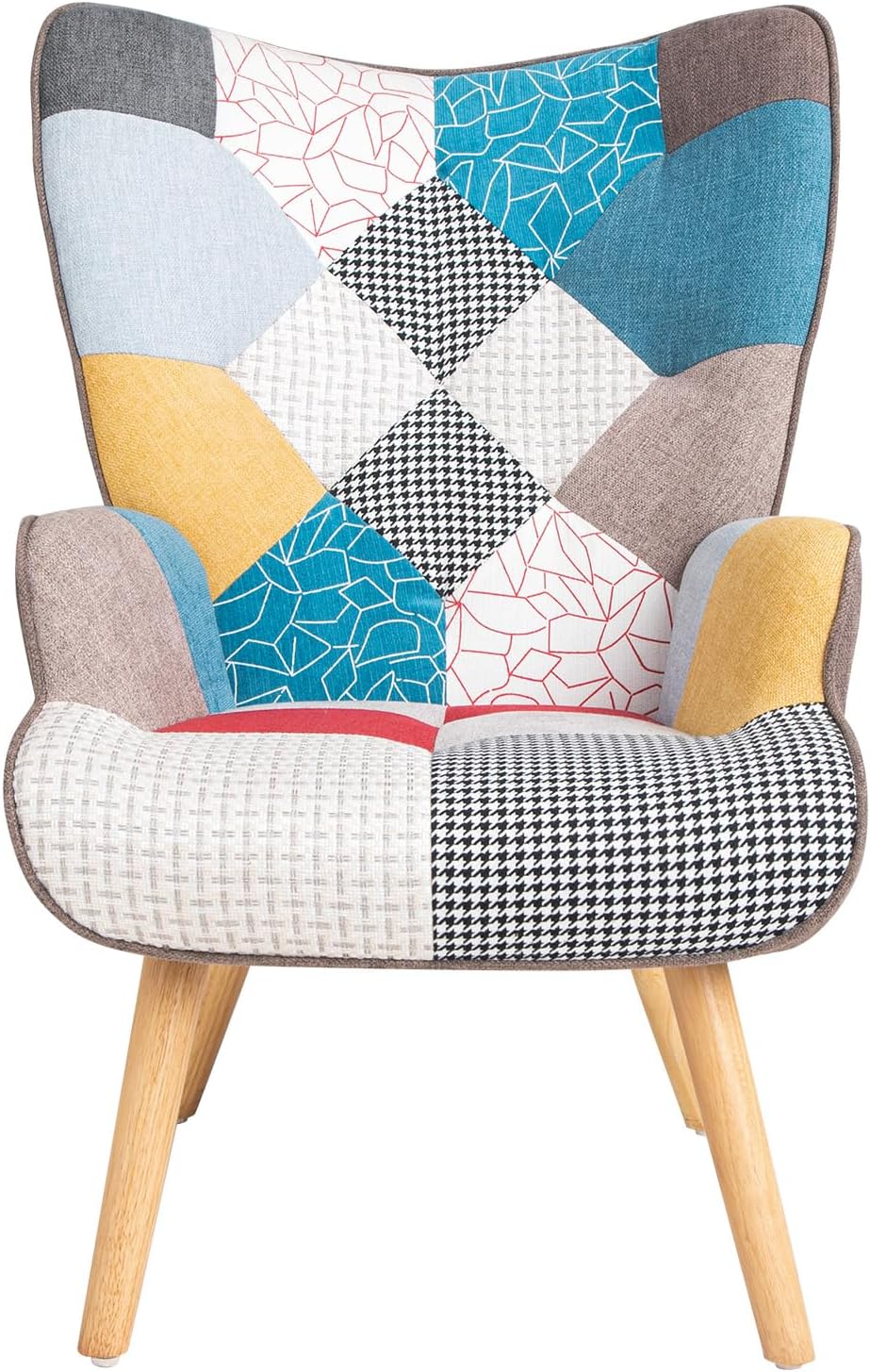 Gardenia Quebec Patchwork Relax Chair 69x75x95 - Rustic, Multicolor, Patchwork Chair - Relaxed, Living Room