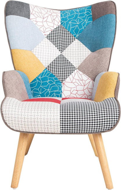 Gardenia Quebec Patchwork Relax Chair 69x75x95 - Rustic, Multicolor, Patchwork Chair - Relaxed, Living Room