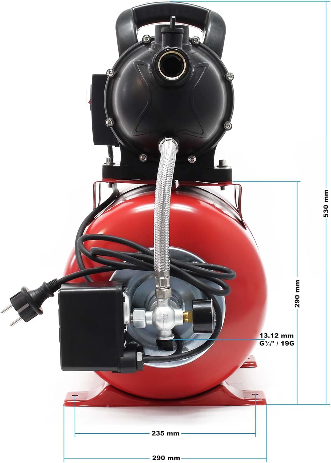 Tuinpomp – Waterpomp – Centrifugaalpomp – Dompelpomp – Regenwaterpomp – 1000 Watt – 3500 Liter per Uur – Met Drukschakelaar en Manometer