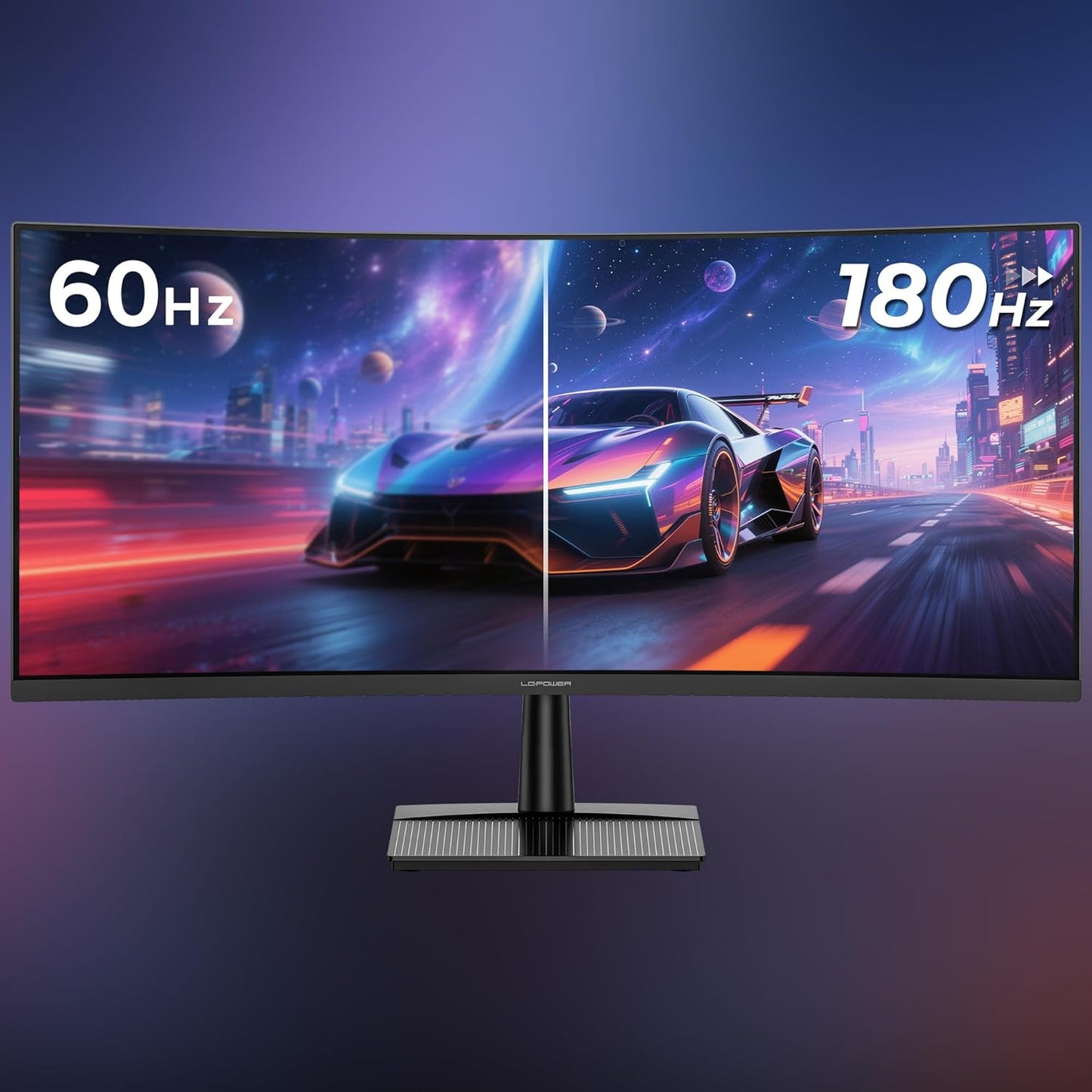 LC-POWER LC-M34QC 34 inch (86,36 cm) gebogen gaming monitor - Ultra WQHD 3440 x 1440, 180 Hz, 1ms MPRT, 1500R, VA, HDR10, Adaptive Sync, HDMI/DP, zwart
