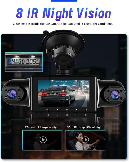 Dashcam – Auto Camera – Rijcamera – 360 Graden Camera – Parkeercamera – Vijf 1080P Camera’s – G-Sensor Met Automatische Noodopname – Nachtzicht Met Wifi App Bediening