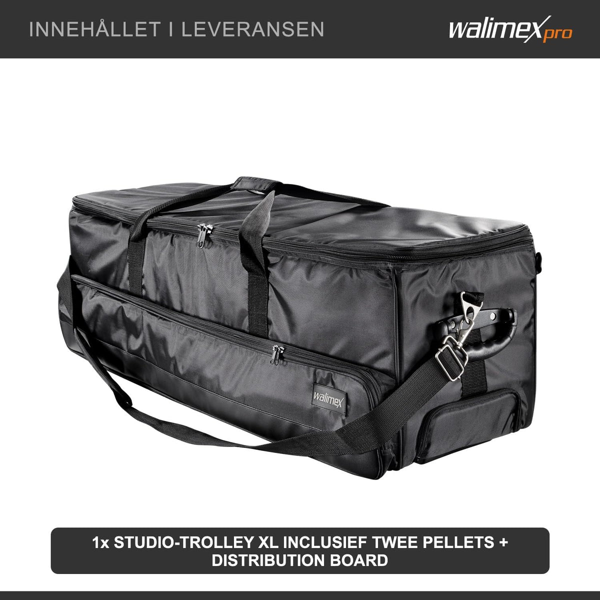 Walimex pro Studio-Trolley XL (incl. uittrekbare trolleygreep, gevoerde schouderriem, variabele binnenindeling), zwart