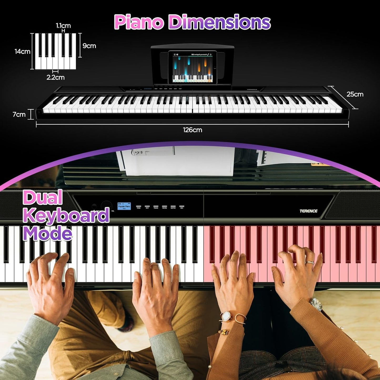 Digitale Piano – 88-Toetsen Keyboard – Elektrische Piano – Pianotoetsenbord – Keyboard Piano – Gewogen Dynamische Aanslag – 30W Luidsprekers