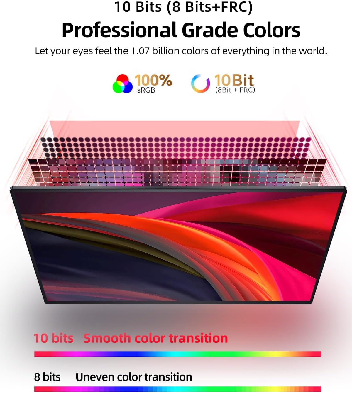 UPERFECT 2K 144Hz 16 Inch QLED Portable Monitor with 2560 * 1600 16:10 Screen 1200:1 450 Nits High Brightness Mini HDMI USB C for PC Laptop Smartphone Xbo Switch PS4/5, Mobile Display VESA compatible - QUORE