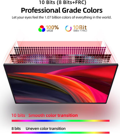 UPERFECT 2K 144Hz 16 Inch QLED Portable Monitor with 2560 * 1600 16:10 Screen 1200:1 450 Nits High Brightness Mini HDMI USB C for PC Laptop Smartphone Xbo Switch PS4/5, Mobile Display VESA compatible - QUORE