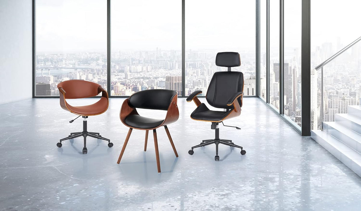 Bureaustoel Michigan High Dark Wood, kunstleer, zwart, eiken, H.118/128 x L.62 x T.65