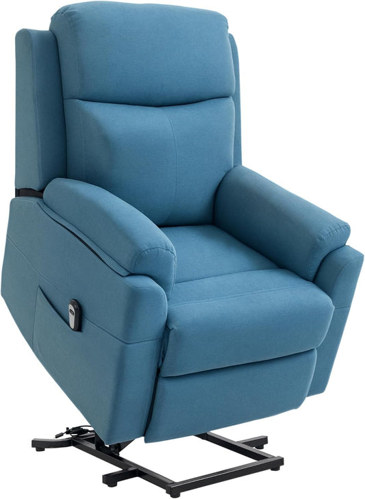Elektrische Opstastoel – Relaxstoel – Tv-Stoel – Opstahulp Stoel – Seniorenstoel – Verstelbare Rugleuning Tot 160° – Ademend Linnenbekleding – Blauw