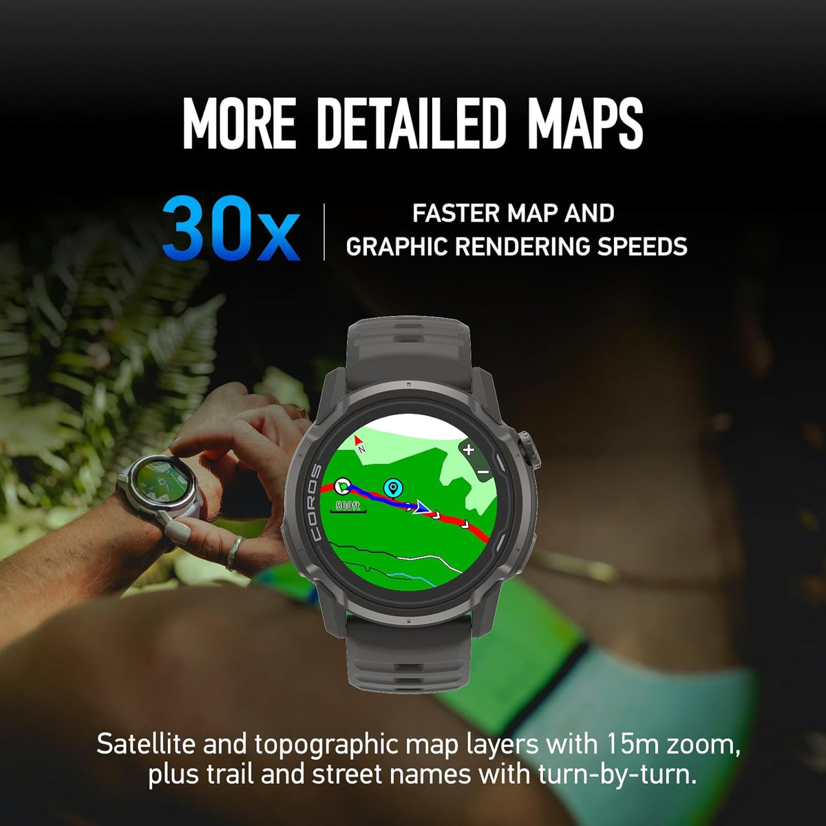 COROS APEX 4 (42 mm) GPS-horloge, 1,2-inch MIP-touchscreen, wereldwijde kaarten met stapsgewijze navigatie, batterijduur van 34 dagen, microfoon voor het opnemen van spraakmemo's, realtime weer, Zwart