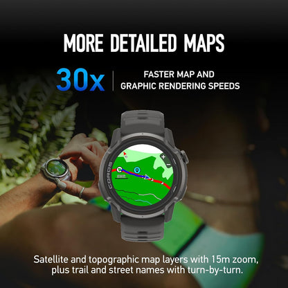 COROS APEX 4 (42 mm) GPS-horloge, 1,2-inch MIP-touchscreen, wereldwijde kaarten met stapsgewijze navigatie, batterijduur van 34 dagen, microfoon voor het opnemen van spraakmemo's, realtime weer, Zwart