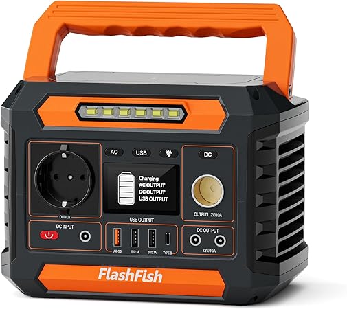 Draagbare Powerstation – Mobiele Accu – Noodstroomvoorziening – Zonne-energie Generator – Back-up Batterij – 230Wh Capaciteit – Compact & Lichtgewicht – 300W Continu Vermogen – Ingebouwde LED Lamp