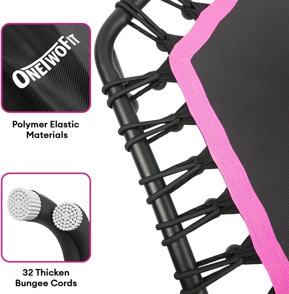 ONETWOFIT 42"/45" Rebounder Trampoline voor Volwassenen, Stille Mini Trampoline Indoor Oefening Fitness Trampoline Bungee Rebounder