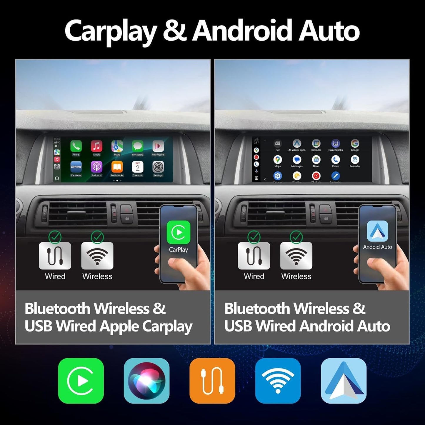 Navigatiesysteem – Autonavigatie – GPS – Touchscreen – Auto Scherm – HD Touchscreen – CarPlay & Android Auto – Geschikt voor BMW 5 Serie F10 F11 (2013-2016)