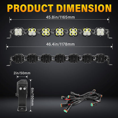 Willpower 46 Inch 210W Led Lichtbalk 12V 24V Led-verlichting Bar Waterbestendig IP67 LED Werklamp Mistlamp Light Bar Voor Vrachtwagen Tractor Auto Boot 4x4 Offroad met Kabelboom, 6000K Wit
