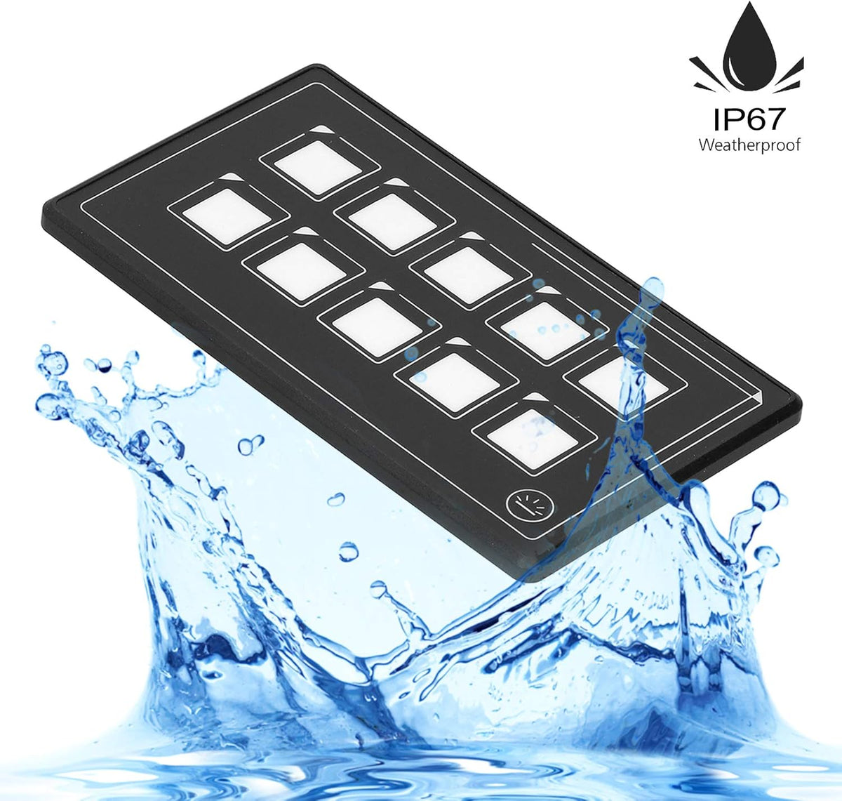 Bedieningsschakelpaneel, 10P Membraanbediening Schakelpaneel Bluetooth APP-bediening met Achtergrondverlichtingsmodule LED Touch Ingebouwde PPTC voor RV-boot