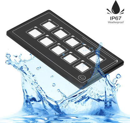 Bedieningsschakelpaneel, 10P Membraanbediening Schakelpaneel Bluetooth APP-bediening met Achtergrondverlichtingsmodule LED Touch Ingebouwde PPTC voor RV-boot