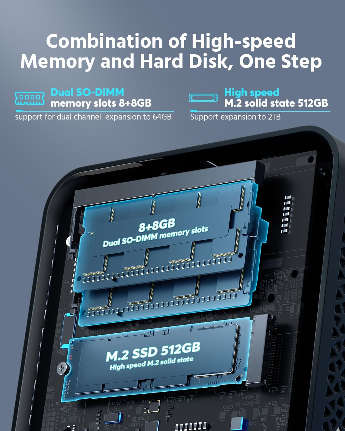NiPoGi Mini-pc W-11 Pro, AMD Ryzen 7 5700U (tot 4,3 GHz, 8C/16T), 16 GB RAM, 512 GB SSD, mini-desktopcomputer voor kantoor, thuisbioscoop, business, Wifi 6/Bluetooth 5.2/DP+HDMI/USB-C, AM02PRO