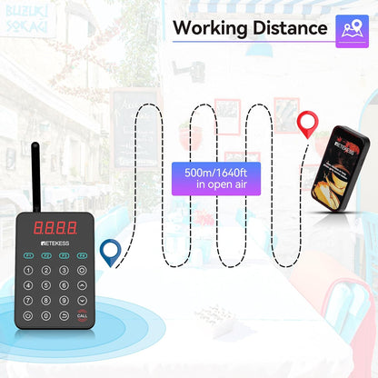 Retekess TD177 Call System Restaurant, Pager System, Outdoor 500M, Automatic Coupling, IP67 Waterproof, Group Call Function, 10 Pagers for Restaurant, Food Truck, Bar - QUORE
