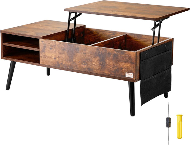 Koffietafel - Table - Coffe table - Living Room Table - Lift Top salontafel - tafel met extra opbergruimte - omklapbare salontafel voor de woonkamer - 39.4in - Bruin - 42.11lbs