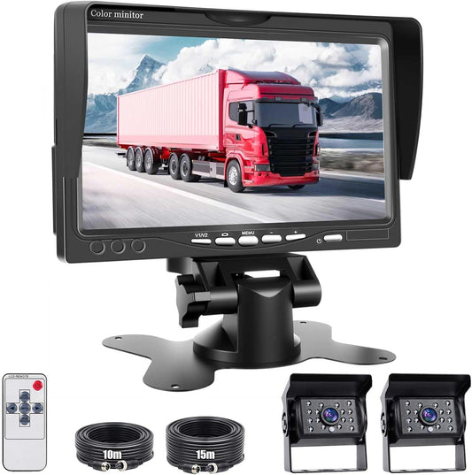 Achteruitrijcamerasysteem – Achteruitrijcamera – Parkeercamera – Reversing Camera – Back-up Camera – 7 Inch Kleurenscherm – Waterdichte IP67 Camera’s Met Nachtzicht - QUORE