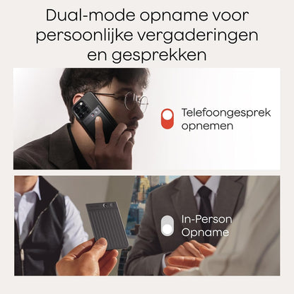 Digitale AI-spraakrecorder – Spraakrecorder – Dictafoon – Audio Recorder – Voice Recorder – Zwart met Zwarte Hoes – Transcriptie in 112 Talen – Samenvattingen met Sprekerherkenning
