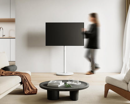 FITUEYES Design tv-standaard, oprolbaar, voor 32-65 inch televisie, mobiele tv-standaard, in hoogte verstelbaar, modern, minimalistisch, voor woning, kantoor, thuis