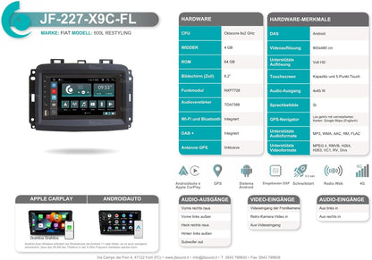 Autoradio Fiat 500L Restyling – Inbouwradio – Multimedia Systeem – Navigatie Systeem – Dashboard Radio – 6,2 Inch Touchscreen – Android Auto & CarPlay