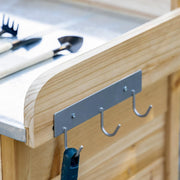 Oppottafel - Tuinwerktafel - Plantentafel -Tuinwerkbankje - met Gegalvaniseerd Werkblad - met Lade - Kast - Massief Hout - 112 x 45 x 125 cm - Natuurlijk Hout