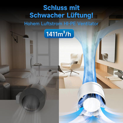 Buisventilator 200 Mm – Inline Ventilator – Afzuigventilator – Kanaalventilator – Ventilatieventilator – 1411 M³/U – EC-Motor