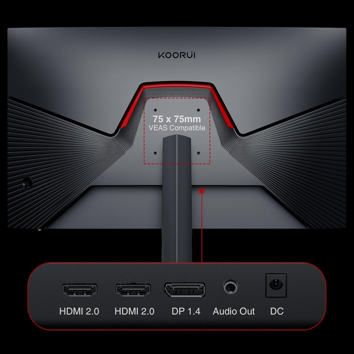 KOORUI 27 inch Gaming Monitor, PC Screen 240Hz, FHD, 1ms, Adaptive Sync (1920 x 1080p, DCI-P3 90%, SRGB 100%, HDMI, DisplayPort, VESA 75x75) - QUORE