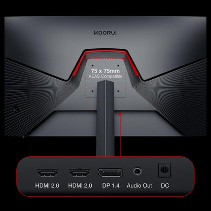 KOORUI 27 inch Gaming Monitor, PC Screen 240Hz, FHD, 1ms, Adaptive Sync (1920 x 1080p, DCI-P3 90%, SRGB 100%, HDMI, DisplayPort, VESA 75x75) - QUORE