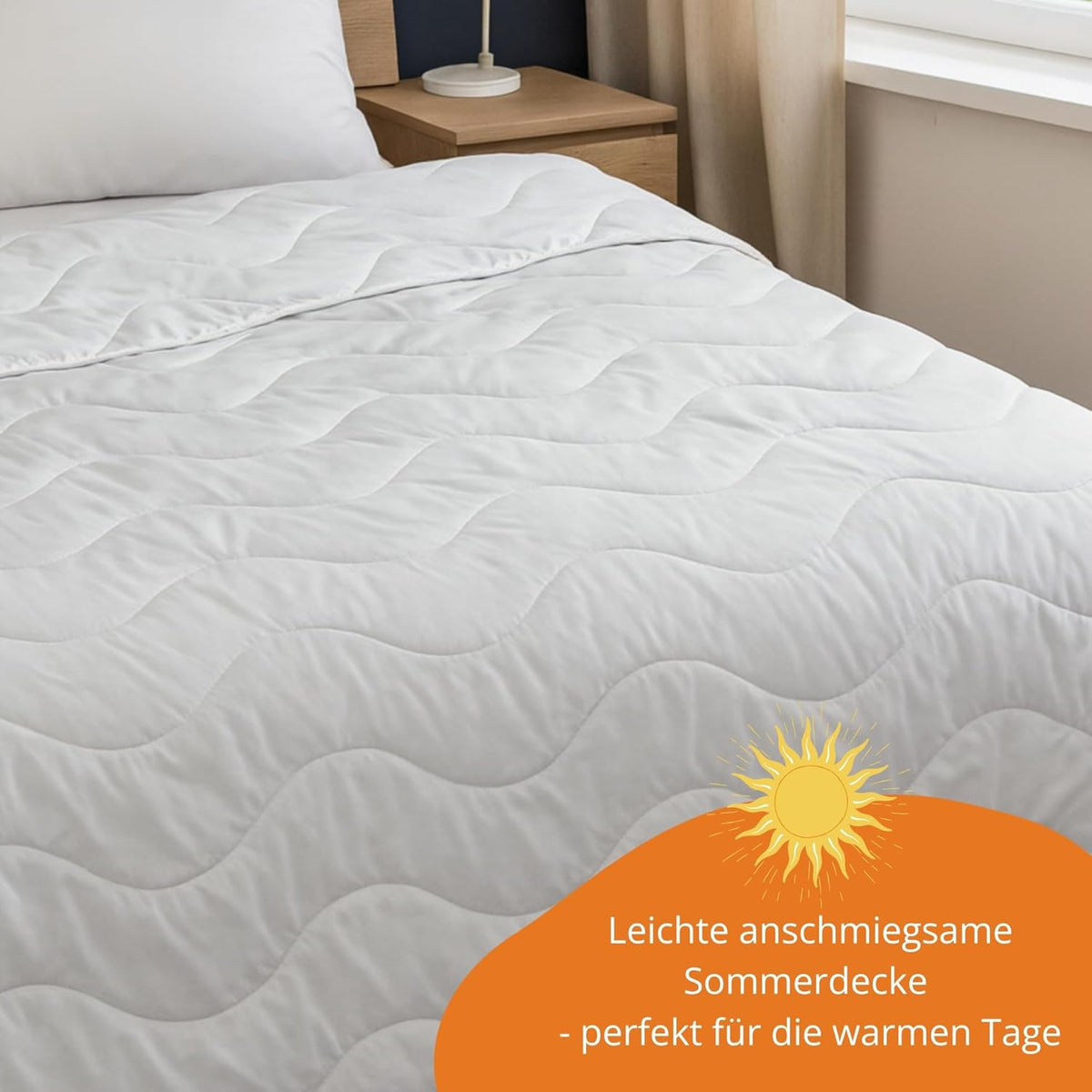 sleepling natuur dekbed van 100% wilde zijde 200 x 200 cm, voor de zomer, overtrek 100% katoen, Made in Germany, Ökotex, wasbaar op 40 graden, wit