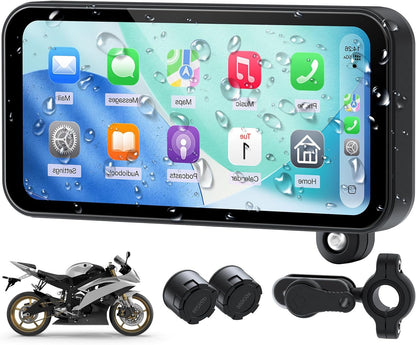 Motorfiets GPS – Motornavigatie – Navigatiesysteem – CarPlay GPS – Android Auto GPS – 6,3 Inch Waterdicht Scherm – Dubbele Bluetooth & Lichtsensor