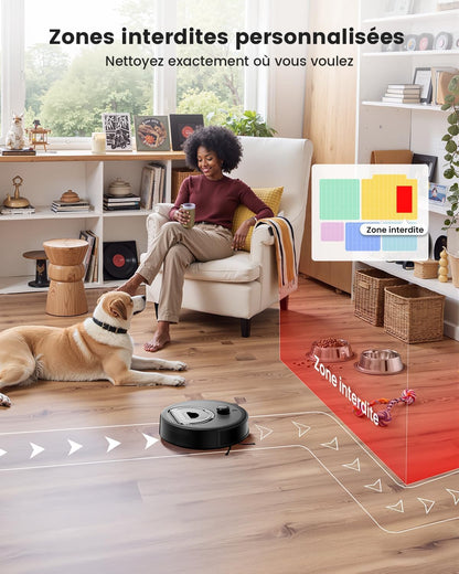 LEFANT Robotstofzuiger met dweilfunctie M1, robotstofzuiger met dweilfunctie, lasernavigatie, robotstofzuiger met app-bediening, zuig- en dweilrobot, ideaal voor dierenharen, tapijten, harde vloeren