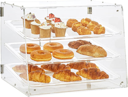 VEVOR Bakstandaard met 3 planken, toegang aan de achterkant, afneembare planken van transparant acryl, gebakstandaard voor zoet brood, 526 x 360 x 415 mm