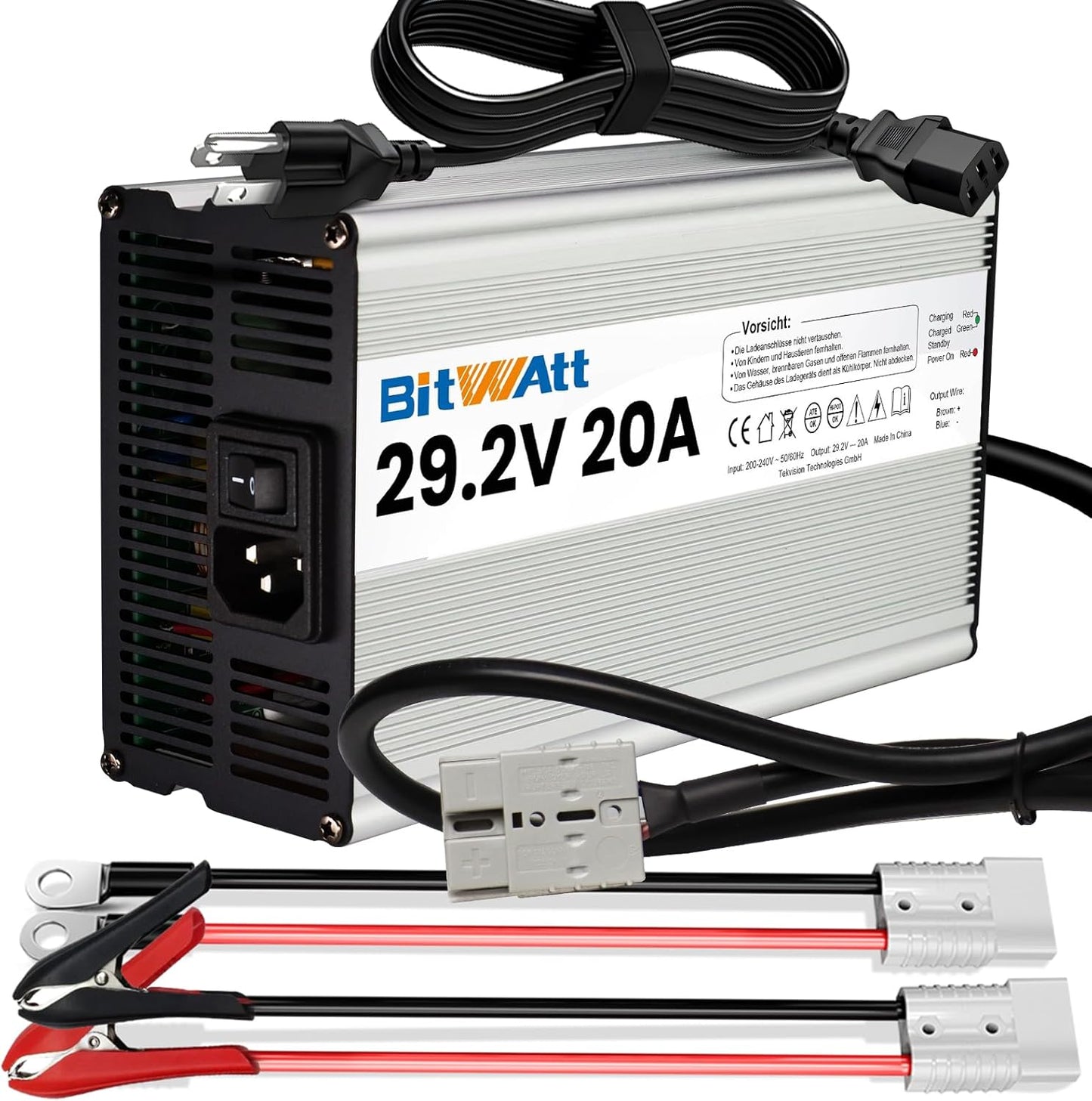 LiFePO4 Acculader – Batterijlader – Lithium Acculader – 24V Lader – 20A Oplader – Intelligente Tweefasige Lading – Aluminium Behuizing Met Ventilatorsysteem