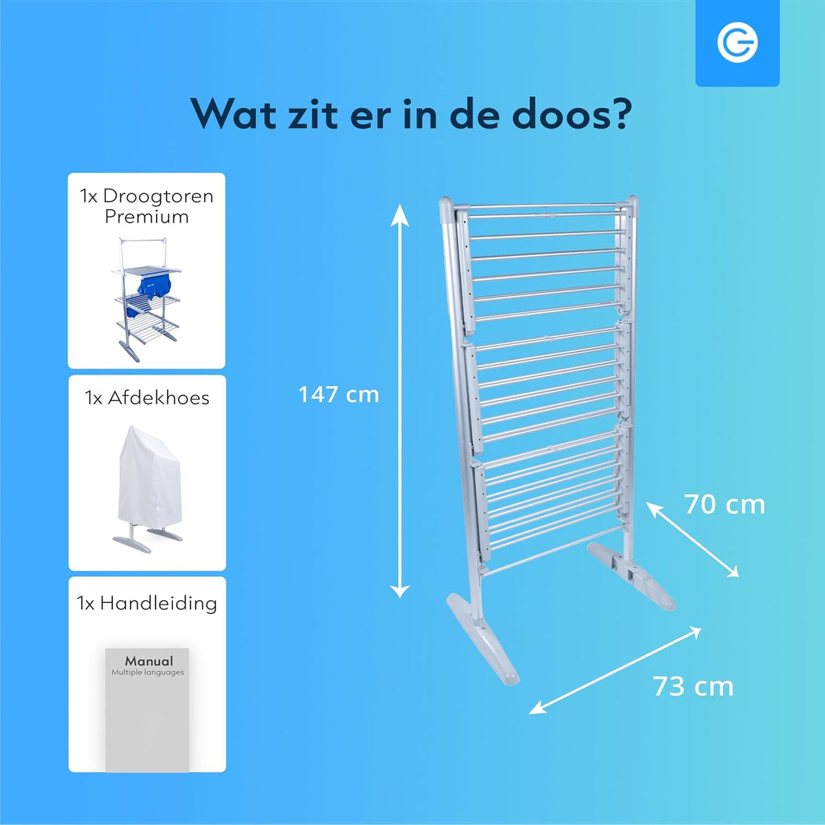 Elektrische Droogtoren – Verwarmd Wasrek – Droogrek – Elektrisch Droogrek – Wasdroger Rek – 4 Lagen Opvouwbaar – Instelbare Temperatuur 30-70°C & Timerfunctie