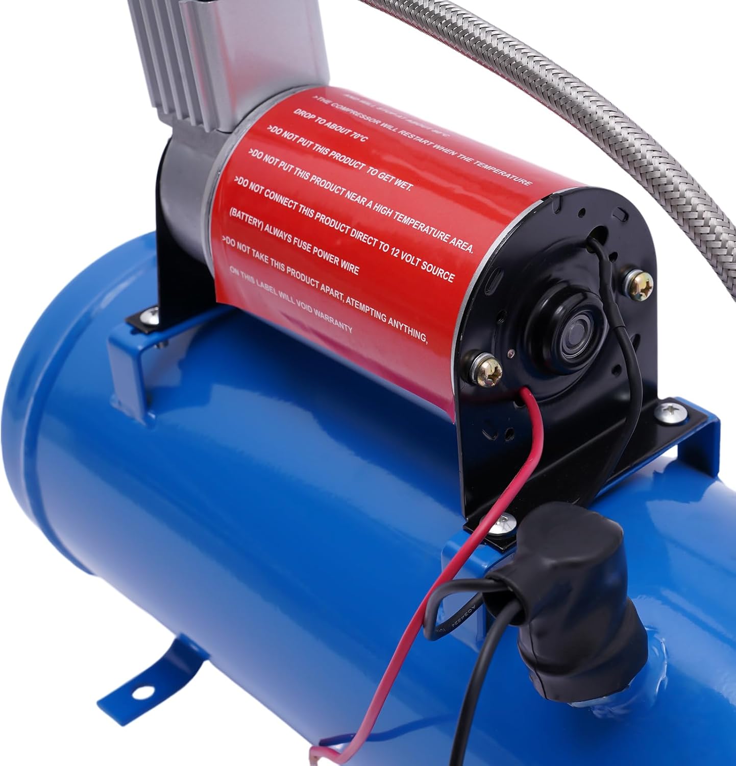 DC 12V Air Compressor Professional Compressor with Hose 150 PSI 6 Litre Tank Capacity Trumpet Compressor for Car Tyres, Boats, Air Horns, Tyre Inflating - QUORE