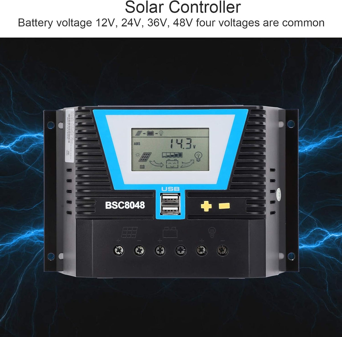 Solar Charge Panel,Solar Charger Controller, Battery Intelligent Regulator Zonne-energie, Discharge Control Regulator, voor verschillende batterijen BSC8048 80A 12V/24V/36V/48V Charging Control