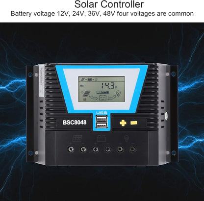 Solar Charge Panel,Solar Charger Controller, Battery Intelligent Regulator Zonne-energie, Discharge Control Regulator, voor verschillende batterijen BSC8048 80A 12V/24V/36V/48V Charging Control